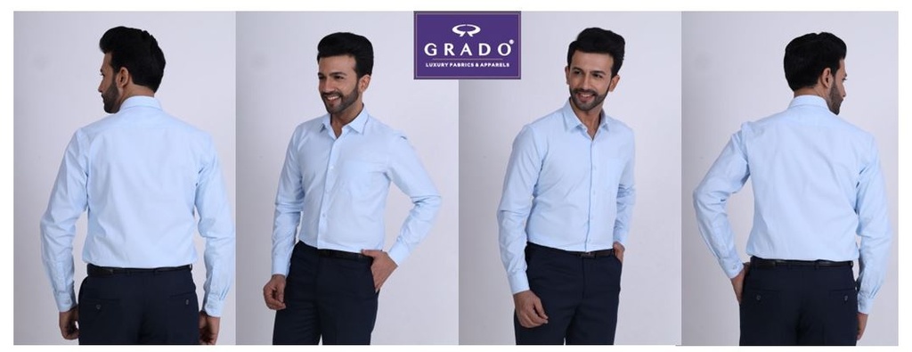 Grado Super fine Bamboo Cotton Shirt DNRGRD7554-Light Blue