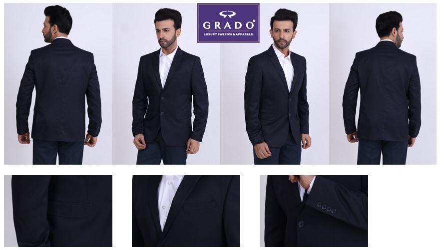 Grado Polyviscose Blazer -Navy Blue