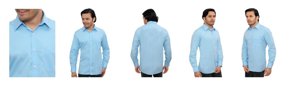 Flying Machine Poly Cotton Shirt FMISH10015-Light Blue