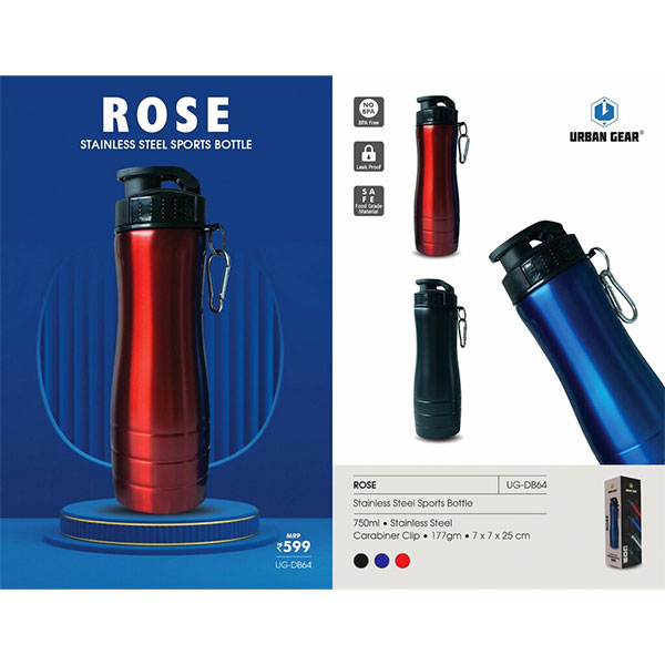 Stainless Steel Sports Bottle - 750ml Rose UG-DB64