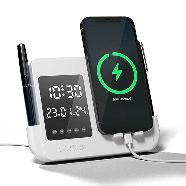 Everyday Organisers Digital Alarm Clock with Phone Stand