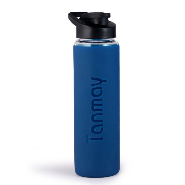 Signature Glass Bottle with Silicone Sleeve 750ml-Blue