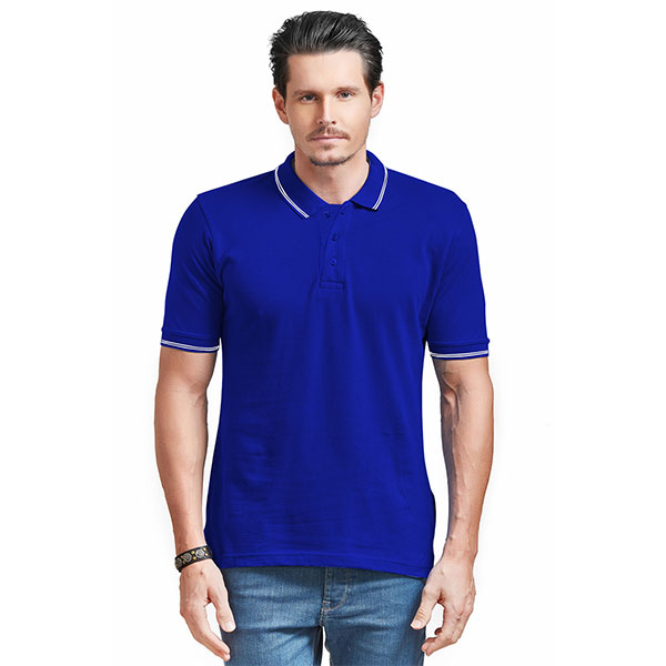 Solo Formali Tipping Polo T-Shirt-Royal Blue