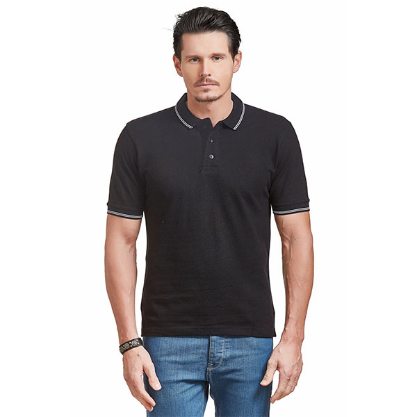 Solo Formali Tipping Polo T-Shirt-Black