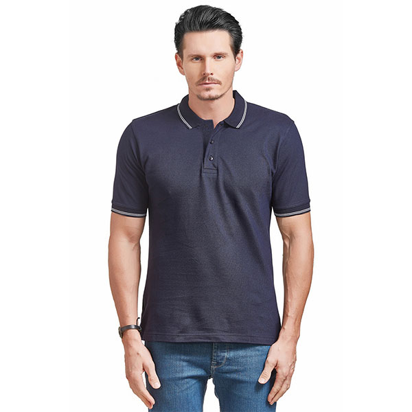 Solo Formali Tipping Polo T-Shirt-Navy Blue