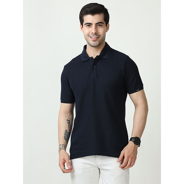 Marks & Spencer Plain Polo T-Shirt-Navy Blue