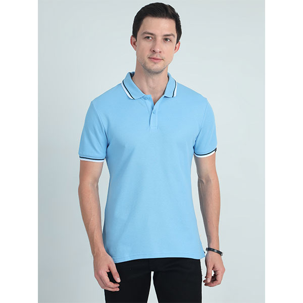 Marks & Spencer Tipping Polo T-Shirt-Sky Blue