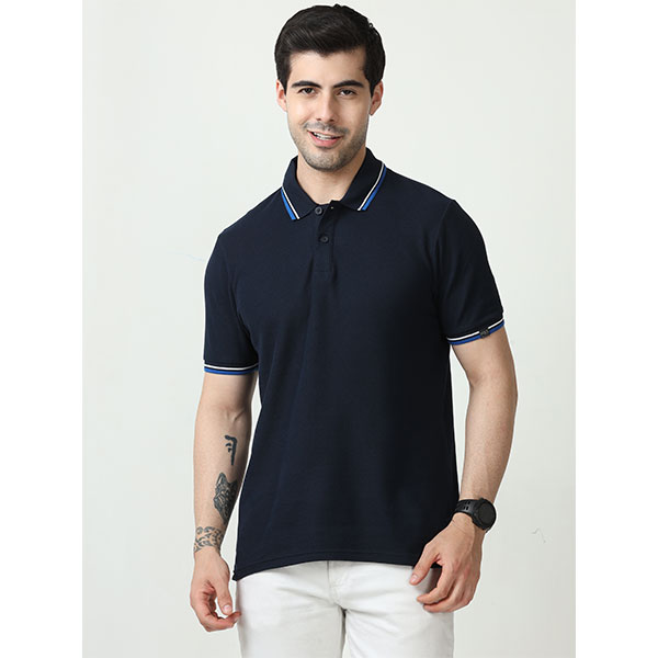 Marks & Spencer Tipping Polo T-Shirt-Navy Blue