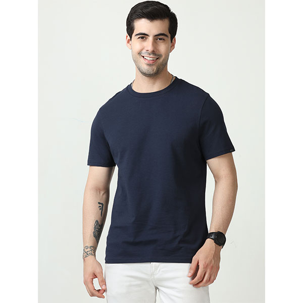 Marks & Spencer Round Neck T-Shirt-Navy Blue