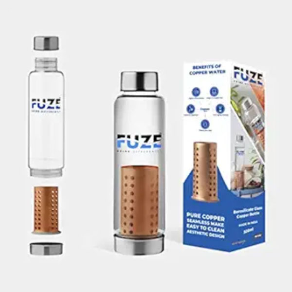 Fuze Borosilicate Copper Glass Bottle 500ml
