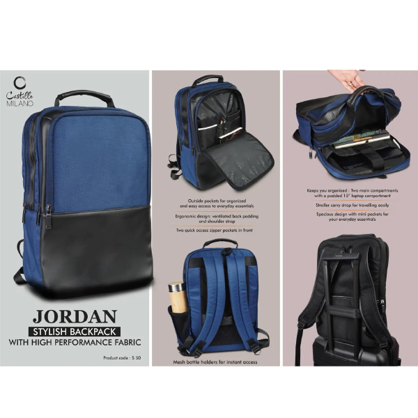 S50 – Jordan: Stylish Backpack With High Performance Fabric | Padded Laptop Compartment