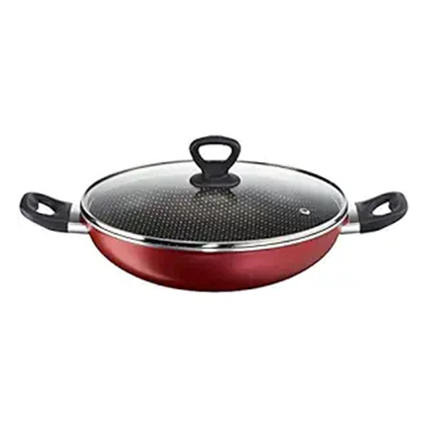 Tefal Simply Chef Aluminium Non-Stick Kadhai With Lid (24Cm, Rio Red)