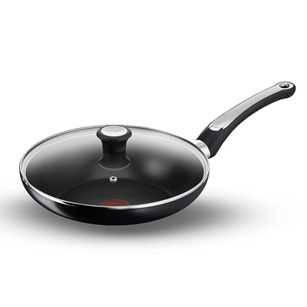 Tefal Cook & Savour Non-Stick Fry Pan With Glass Lid, Smart Thermo Signal Temperature Indicator Technology - (Black) (24 Cm)