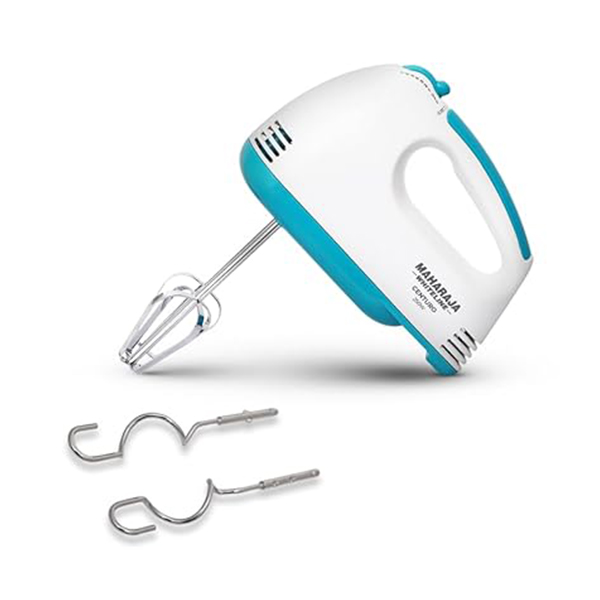 Maharaja Whiteline Centuro Hand Mixer With Ss Dough Hooks And Chrome Plated Beater Attachment, 250W, 2 Years Warranty (White)