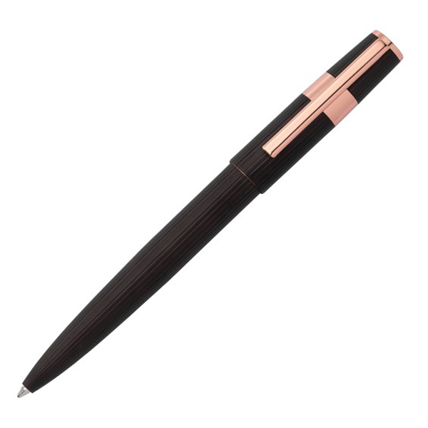 Hugo Boss Gear Pinstripe Ball Pen Black + Rose Gold