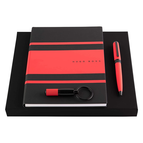 Hugo Boss Gear Matrix Ball Pen + Note Pad A5 + Key Ring Set