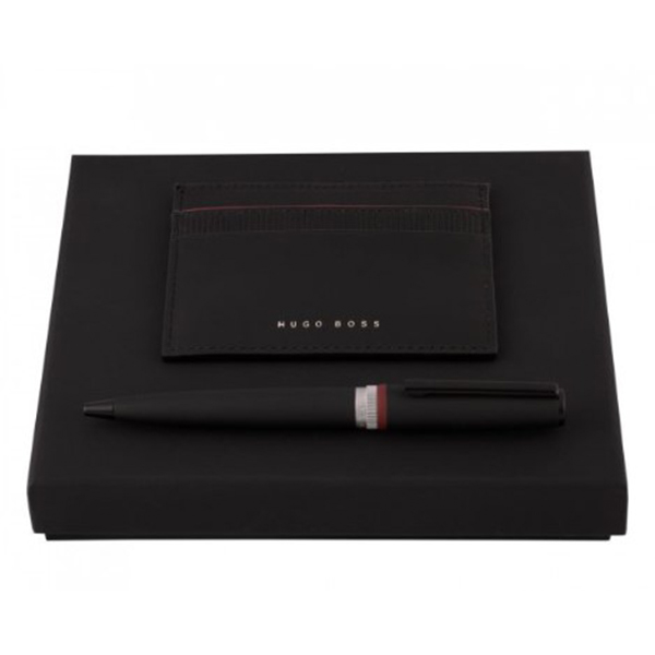 Hugo Boss Ribbon Matrix Card Holder + Ball Pen Set