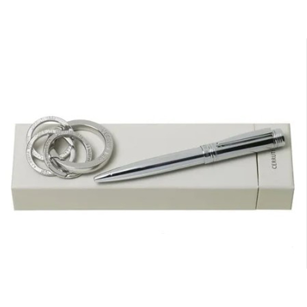 Viva Zoom Classic Silver Ball Pen + Key Ring Set