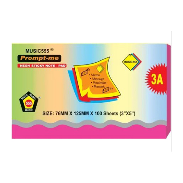 Pnr-305 5X3 Prompt-Me Neon Rulled Sticky Note Pad