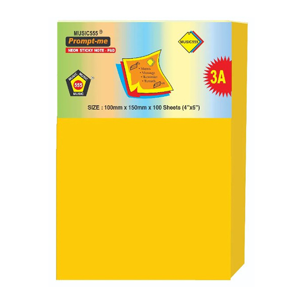 Nmp-406 5X3 Prompt-Me Neon Rulled Sticky Note Pad