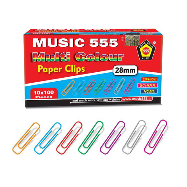 Mcc-28 28Mm Music 555 Multi Colour U Clips (100Pcs)