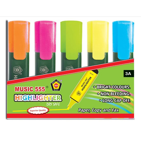 Mhl-115 Music 555 Highlighter Set Of 5 Colours