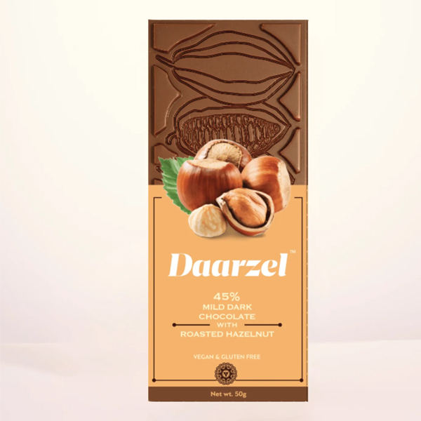 Daarzel - Roasted Hazelnut With 45% Mild Dark Chocolate | Vegan & Gluten Free | 50 G