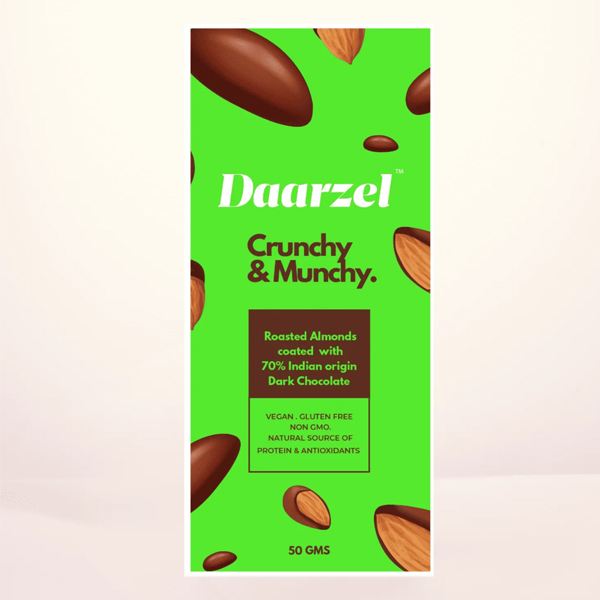 Daarzel - Almond Coated With 70% Dark Chocoalte |Vegan | Gluten Free | Non Gmo| Natural Source Of Protien & Antioxidants
