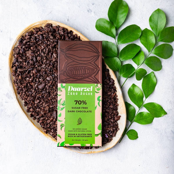 Daarzel Zero Sugar - Sugar Free Dark Chocolate | No Added Sugar | Made With Stevia | Vegan & Gluten Free