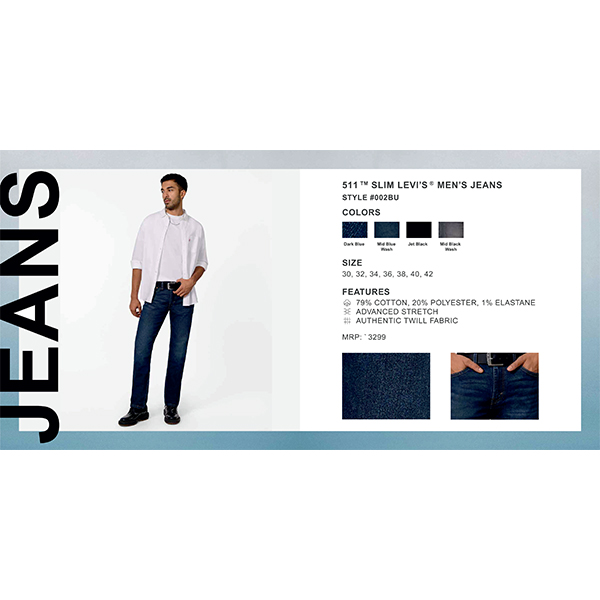 511 Slim Levis Mens Jeans Style #002Bu